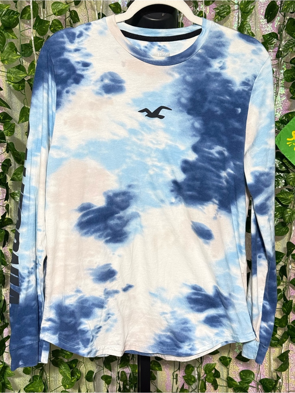 Hollister Navy & Light Blue Tie-Dye Long Sleeve Shirt